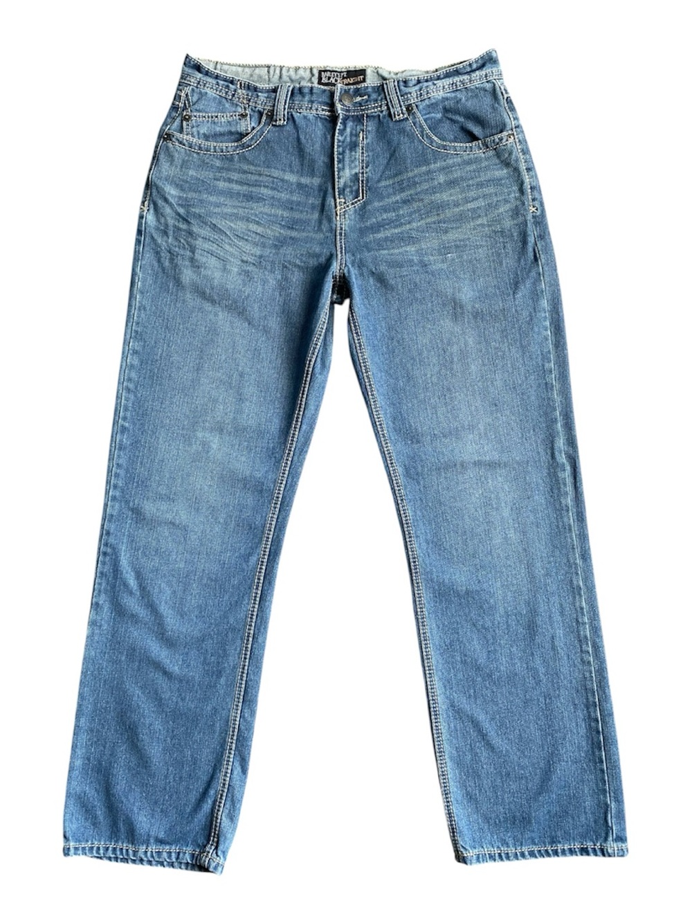 Bailey’s PT. Men’s Straigh Leg Jeans 34x32 Medium Wash Thick Stitch Denim Y2K